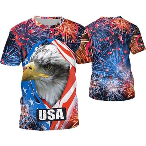Mens/Women eagle American flag 3D Print T shirts 4th of july independence day Party tshirt Pop casual couple tees cat dog Tops 3