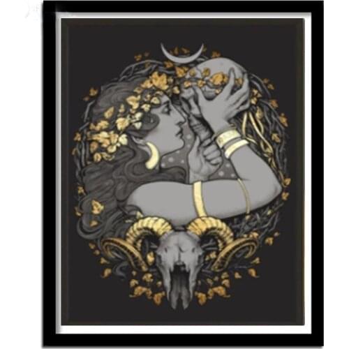 Gothic Skull Tarot Woman Pagan Diamond Painting Full Square Round Loves Mosaic Cross Stitch Embroidery Decorations