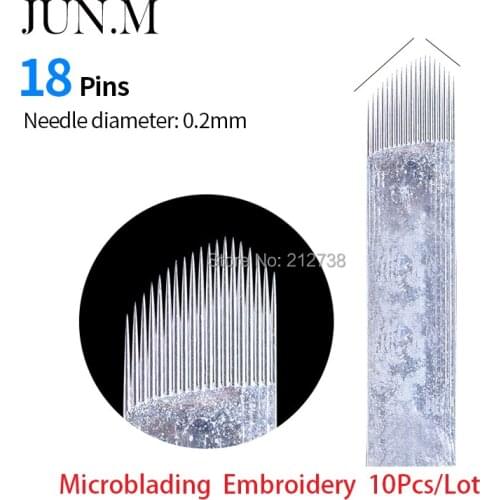 0.2mm 10pcs U shape Microblading Needles Permanent Makeup Manual Eyebrow Tattoo Chamfering 18 U Blades for tattoo pen machine