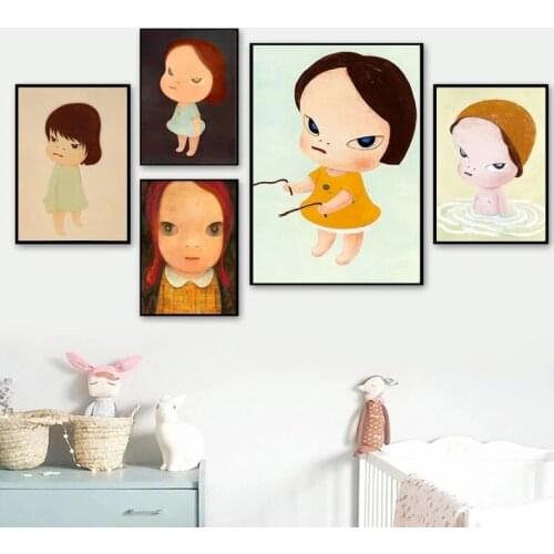 Canvas Painting Home Decor Modular Yoshitomo Nara Pictures Japan Comics Printed Poster For Living Room Wall Art No Framework