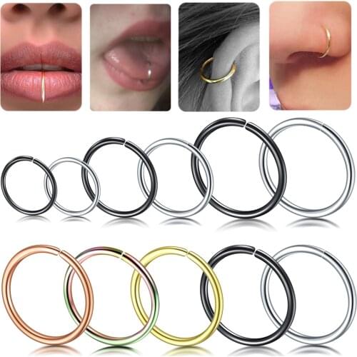 Nose Ring Hoop 316l surgical steel nostril jewellery thin 0.6mm 0.8mm 1mm Earring Eyebrow Cartilage Ring Stud Various Sizes