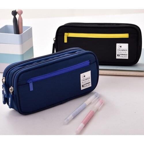 Creative Zipper Pencil Case Twill Canvas Large Pen Box Kawaii Pencil Bag For Student Girl Cute School Stationery Supplies