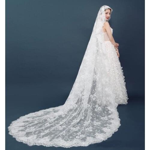 Retro Korean lace Wedding Veil Long Train Bridal Veils Bride Veil Wedding Accessories