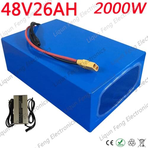 48V 25Ah Lithium Battery 48V 26AH 22AH 20AH 18AH 15AH 13AH 10AH Electric Bicycle Battery 48V 2000W 1500W 1000W E-Bike Battery