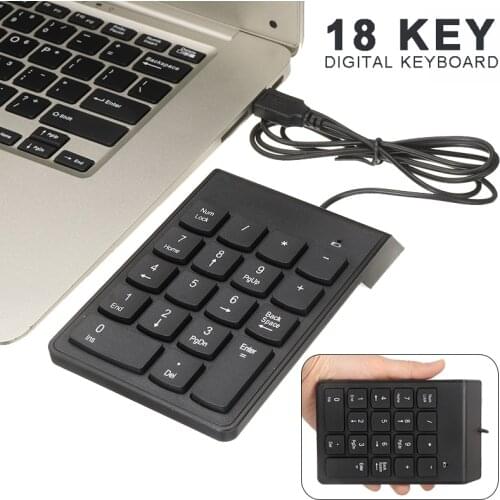 Newest Mini 18-keys Numpad Wired USB Black Numeric Number Keyboard For Win2000 Win XP Suitable For Laptop PC Notebook Desktop