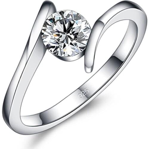 Fashion Cute Female Small Round Zircon Stone Ring Vintage 925 Silver Wedding Jewelry Promise Crystal Engagement Rings For Women