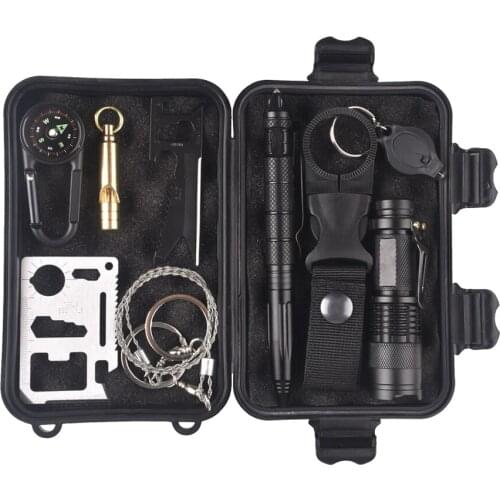 10 in 1 survival kit Set Outdoor SOS Camping equipment Travel Multifunction First aid SOS Emergency Supplies Tactical Multi suit
