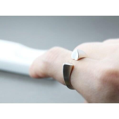 Newest Style Listing Gold/Silver One Side Crystal Open Love Heart Profile Ring for women girls gift jewelry