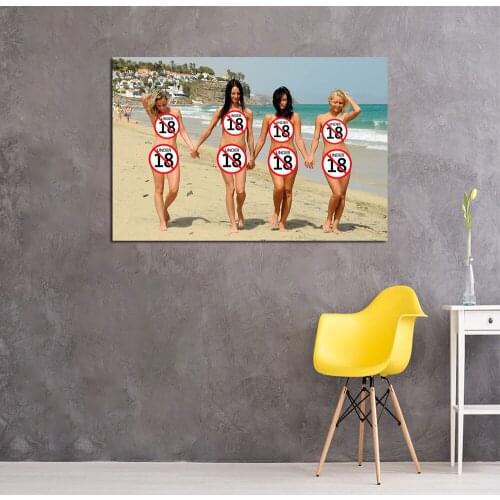Sexy Girls on the Beach Wallpaper Beautiful Model Artwork Posters Canvas Print Wall Art Paintings for Room Decor
