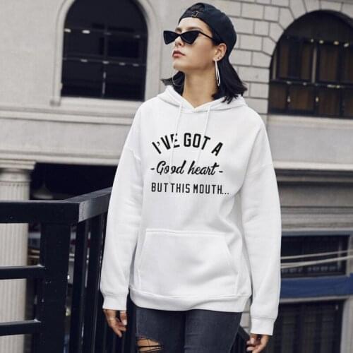 Autumn And Winter Women Sweatshirt Casual Letter Print Hoodie Harajuku Style Simple Pullover Sweatshirt Female Em