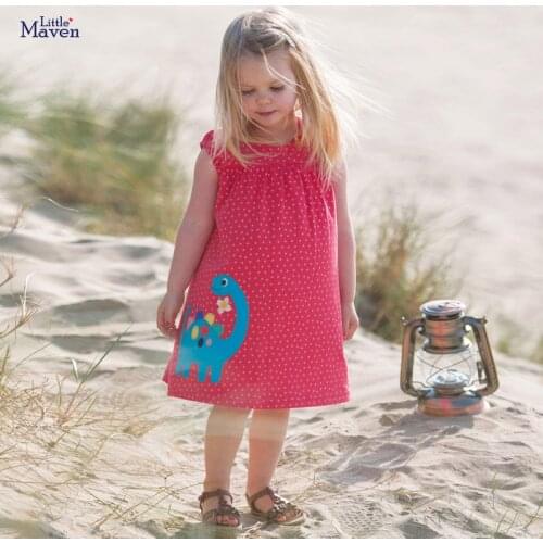 Frocks for Girls 2021 Summer Baby Girl Clothes Toddler Cotton Animal Dot Vestiods Casual Cute Dinosaul Dress for Kids 2-7 Years