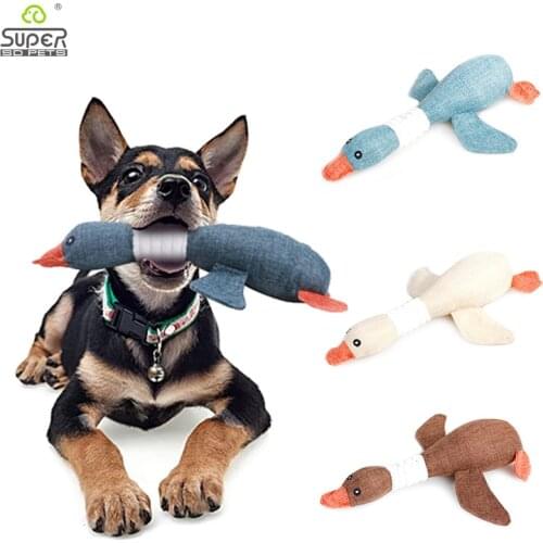 Cartoon Wild Goose Plush Dog Toys Resistance To Bite Squeaky Sound Pet Toy for Cleaning Teeth Puppy Dogs Chew Supplies