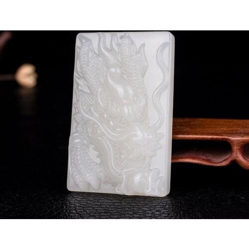 Natural White Jade Pendant Hand Carved Jadeite Charm Necklace for Men Accessories Pendants Fashion Women Jewelry