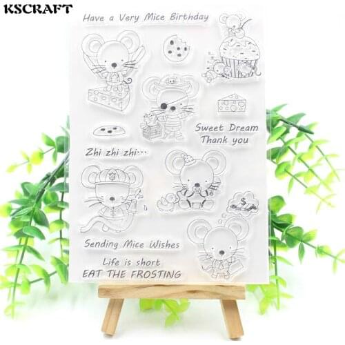 KSCRAFT Sending Mice Wishes Transparent Clear Silicone Stamps for DIY Scrapbooking/Card Making/Kids Fun Decoration Supplies 128