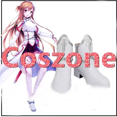 Sword Art Online Yuuki Asuna White Cosplay Shoes Boots Halloween Carnival Cosplay Costume Accessories