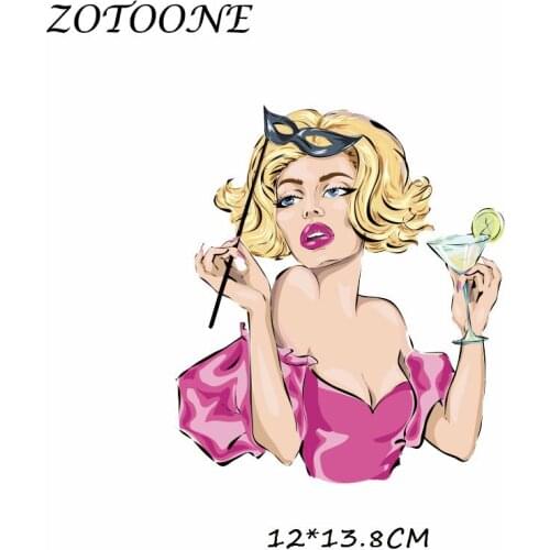 ZOTOONE Sexy Fashion Girl Applique Iron on Transfers Patches for Clothing Dress T-shirt Custom Heart Patch Clothes Star Patch
