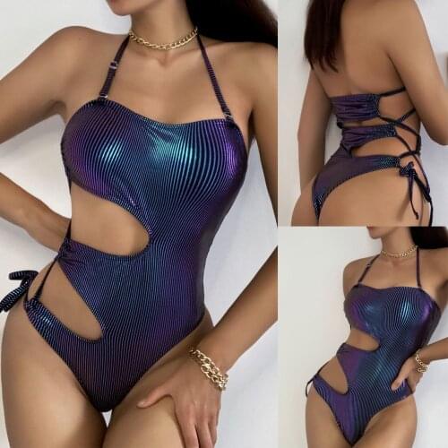 Sagace purple neck sexy bandage womens Bikini no steel support with bra beach bathing suit женская одежда 2021