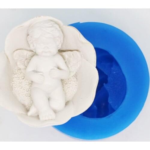 Baby in flower fondant silicone mold clay mould