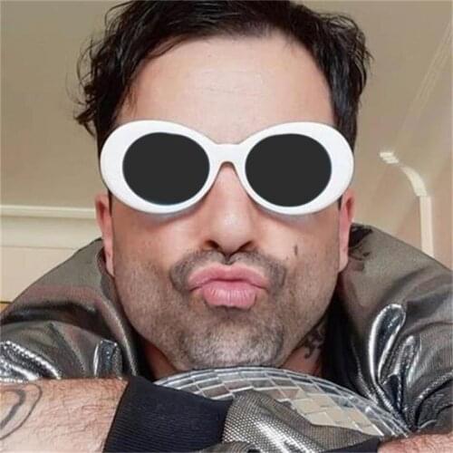 Hippie Retro Glasses White Oval Sunglasses Women Men Hip Hop Eyewear Rave Festival Sun Glasses Celebrity Cute Sexy Shades