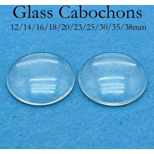 50 pcs - Circle Glass Cabochon,12/14/15/16/18/20/23/25/30/35/38 Round Glass Cabs, Clear Glass Circles, Crystal Clear Glass Domes