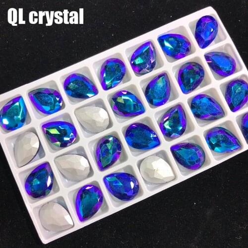 QL Crystal 13x18mm ALL COLOR Teardrop Pointback Crystal Rhinestone High Quality for Jewelry Making DIY Accessories