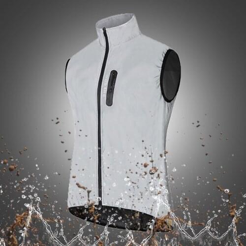 WOSAWE Full Reflective Bicycle Windproof Cycling Jackets Sleeveless Waterproof Men Womens Windbreaker Mountain Bike Vest Jersey