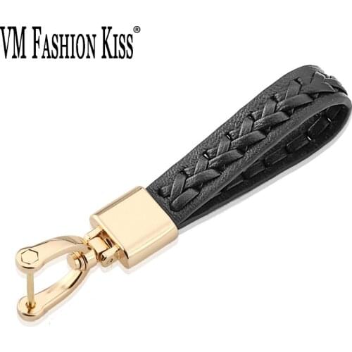 VM FASHION KISS Unisex High Grade Sheepskin Knitting Keychains wallets Car Key Ring Holder Bag Pendant Gift Genuine Leather