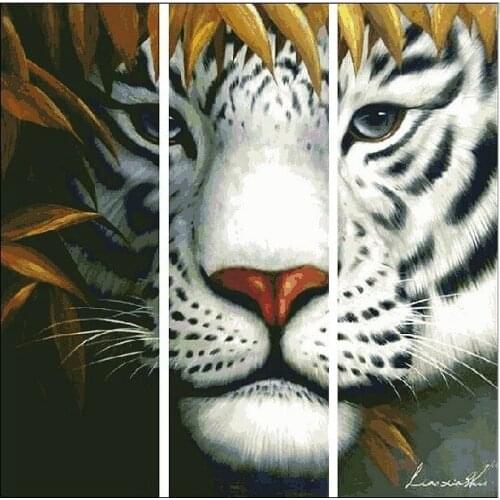 Embroidery Package Special Offer On Sale Best Only 1PC In Stock Quality Cross Stitch Kits Unopen New Luxurious Tiger Head