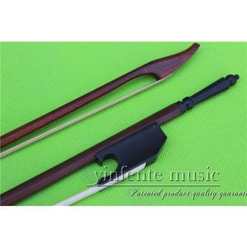 X-0027 # One-Violin-Bow-Baroque-Model-Ebony-Fr o g-Sandalwood-Round-Stick-New-4-4
