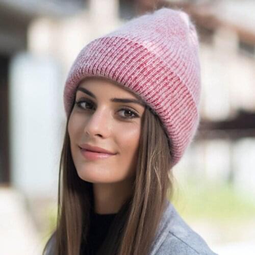 Women Autumn Winter Hat Knitted Beanie Cashmere Hats Ladies Solid Beanies Bonnet Korean Style Warm Simple Woolen Hat For Girls