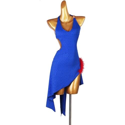 Custom Latin Dance Dress Female Adult Sexy Backless Dresses Tango Salsa Cha Cha Samba Rumba Dance Practice Latin Dancewear