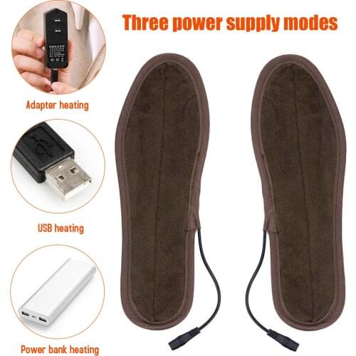 1 Pair USB Heated Shoe Insoles Foot Warming Pad Feet Warmer Sock Pad Mat Winter Outdoor Sports Heating Insoles Winter Warm
