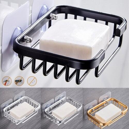 1Pc Wall-mounted Drain Soap Holder Bathroom Shower Storage Shelf Self Adhesive Sponge Dishes