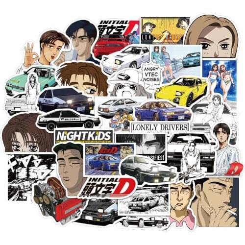 10/30/50PCS Japan Anime Initial D Stickers Decal Cool Graffiti DIY Motorcycle Luggage Guitar Skateboard Cartoon Kid Toy Sticker