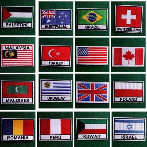 2PCS National Flag Patch Iron On Patches On Clothes Embroidered Patches For Clothing thermoadhesive Military Patch Badges Stripe