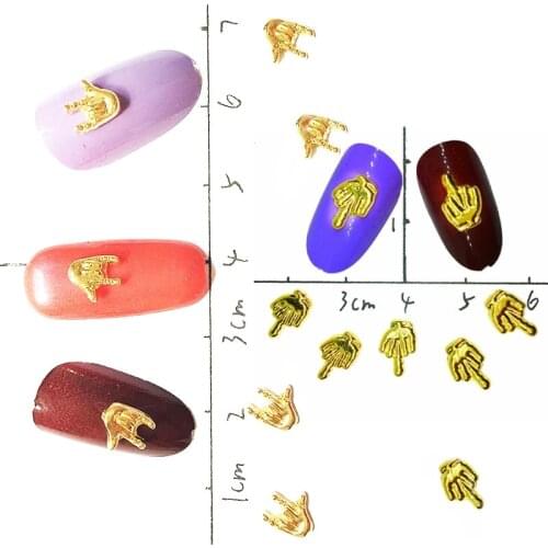20Pcs F**k Nail Art Metal Decorations Charms Gesture Finger Decors Good Studs Nailart Supplies Flat Nail Accessoies