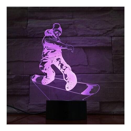 3D Lamp The Skateboard Sliding Plate Personalized Present for Baby Color Changing with Remote Led Night Light Lamp for Festival