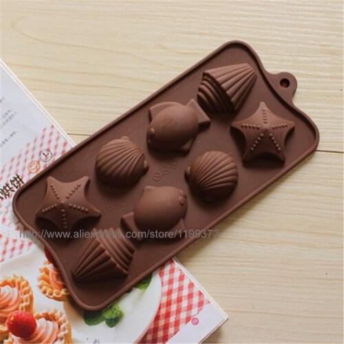 50pcs silicone bakeware mold shell fish styling cake baking molds Handmade Chocolate Ice Cube DIY Mold soap moulds Free shipping