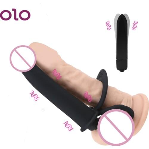 OLO 10 Speed Dildo Vibrator With Penis Ring Silicone Strap-on Anal Butt Plug for Man Double Penetration Vibrator Strap On Penis