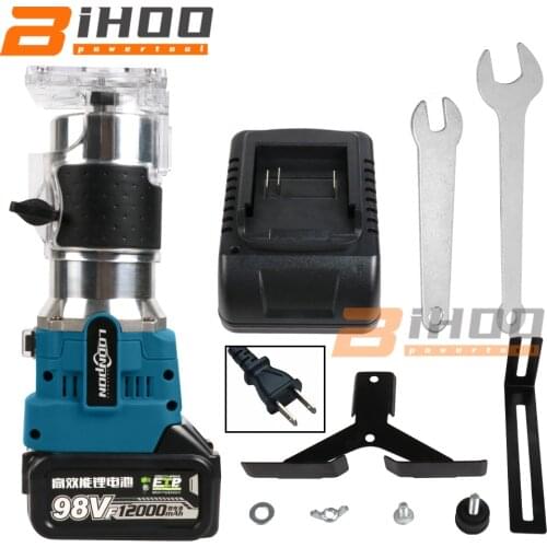 US EU Cordless Lithium Battery Electric Trimmer Wood Push Trimming Machine Carving Machine Milling Woodworking DIY Tool 1PC