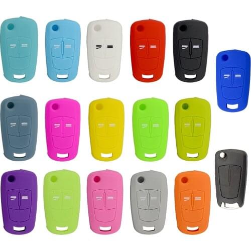 OkeyTech 3 Buttons Soft Silicone Car Key Cover Fob Case For Opel Vauxhall Corsa Astra Vectra Signum Flip Folding Car-stying