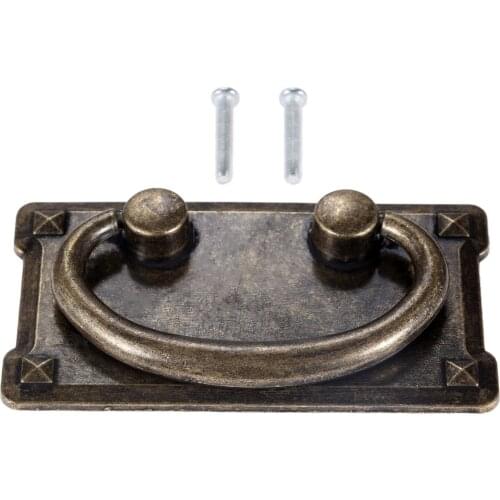 Zinc Alloy Cupboard Cabinet Pull Ring Flat Handle Furniture Knob Drawer Antique Bronze Square Wardrobe Door Small Handle 54*95mm