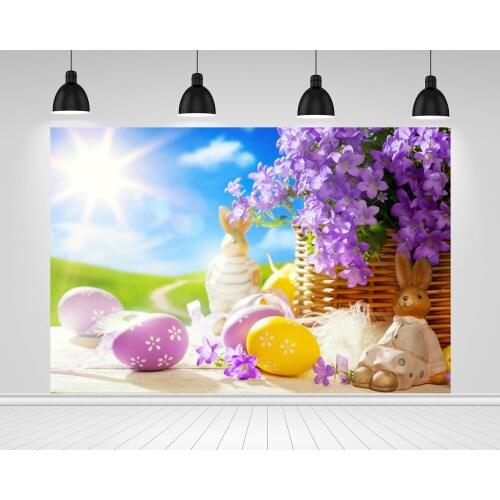 Scopiso Photography Backdrop Easter Egg Flower Basket Scenic Blue Sky Sun Photo Background Studio Props