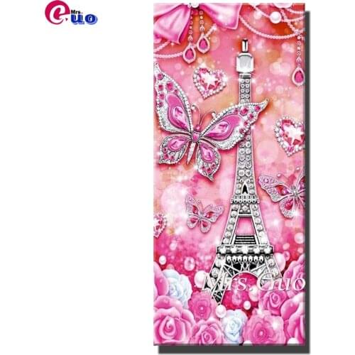 Butterfly Pink Tower 5D Diamond Painting Full Round Picture Of Rhinestone Embroidery Sale Diamond Mosaic Cross Stitch Home Decor