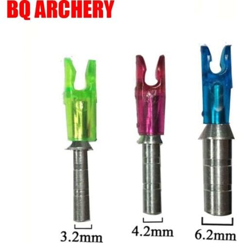 12Pcs Archery Aluminum Arrow Pin Nock Shaft ID4.2mm,3.2mm,6.2mm Nock Size S L Set Compound Recurve Bow Hunting Shooting