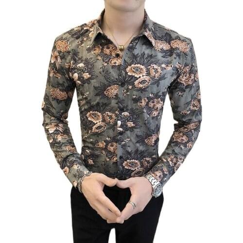 New British slimming shirt Korean version of the trend of ruffians handsome long-sleeved shirt