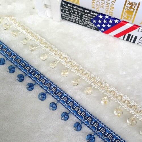 New 12Yards/Lot Crystal Beads Curtain Lace Accessories For Drapery DIY Sewing Tassel Fringes Trim Ribbons Home Textile Decor