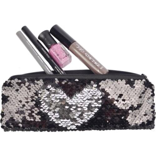 New ladies sequin bag mermaid sequin cosmetic bag student pencil case with zipper fashion sequin storage bag