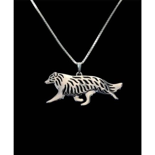 Wholesale Unique Handmade Boho Chic Border Collie Movement Necklace Female and Male Gift Jewelry Pendant--12pcs/Lot