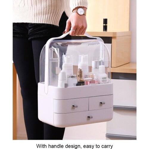 Portable Big Capacity Cosmetic Storage Box Waterproof Bathroom Desktop Beauty Makeup Organizer Storage Drawer